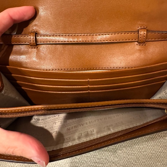 Ralph Lauren Tan Leather Wallet/Clutch Bag w/Detachable Strap - Picture 7 of 12